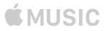 Logotipo blanco de Apple Music con el icono de Apple y la palabra Music